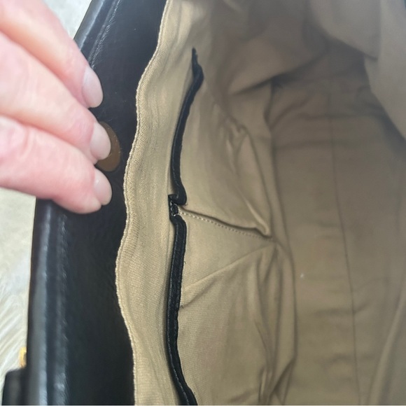 Tory Burch Amanda Black Pebbled Leather Convertible Hobo Satchel Gold Logo - Picture 13 of 16